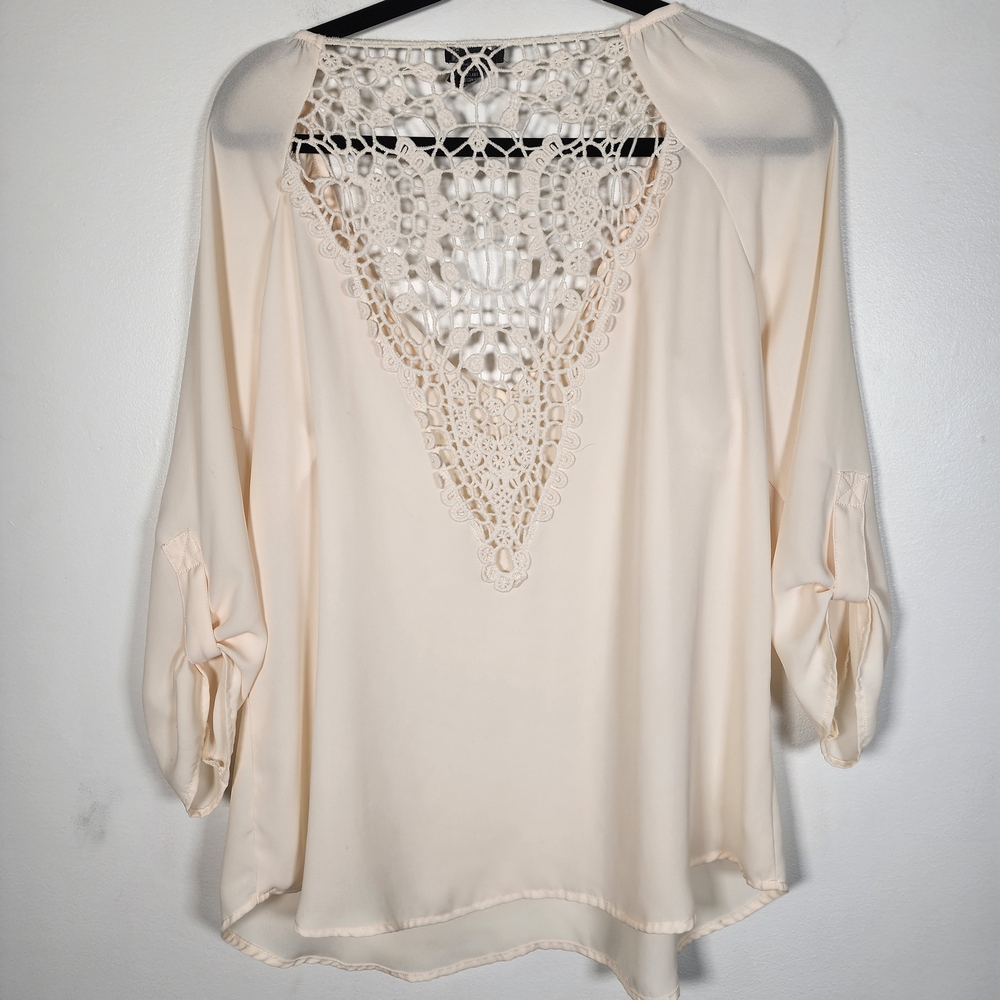 💥 Cream Crochet-Back Peasant Blouse - Women - Picture 5 of 7